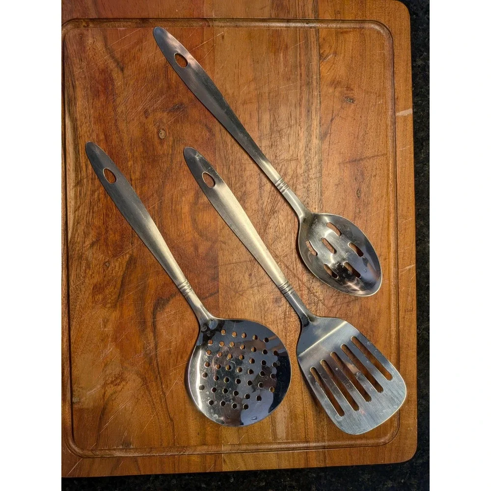 Stainless Steel Kitchen Utensil Set 3pc Slotted Spatula‎ Turner Spoon Skimmer